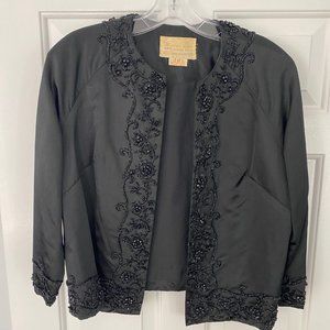 Vintage Barbara Lee Black Silk Beaded Evening Jacket
